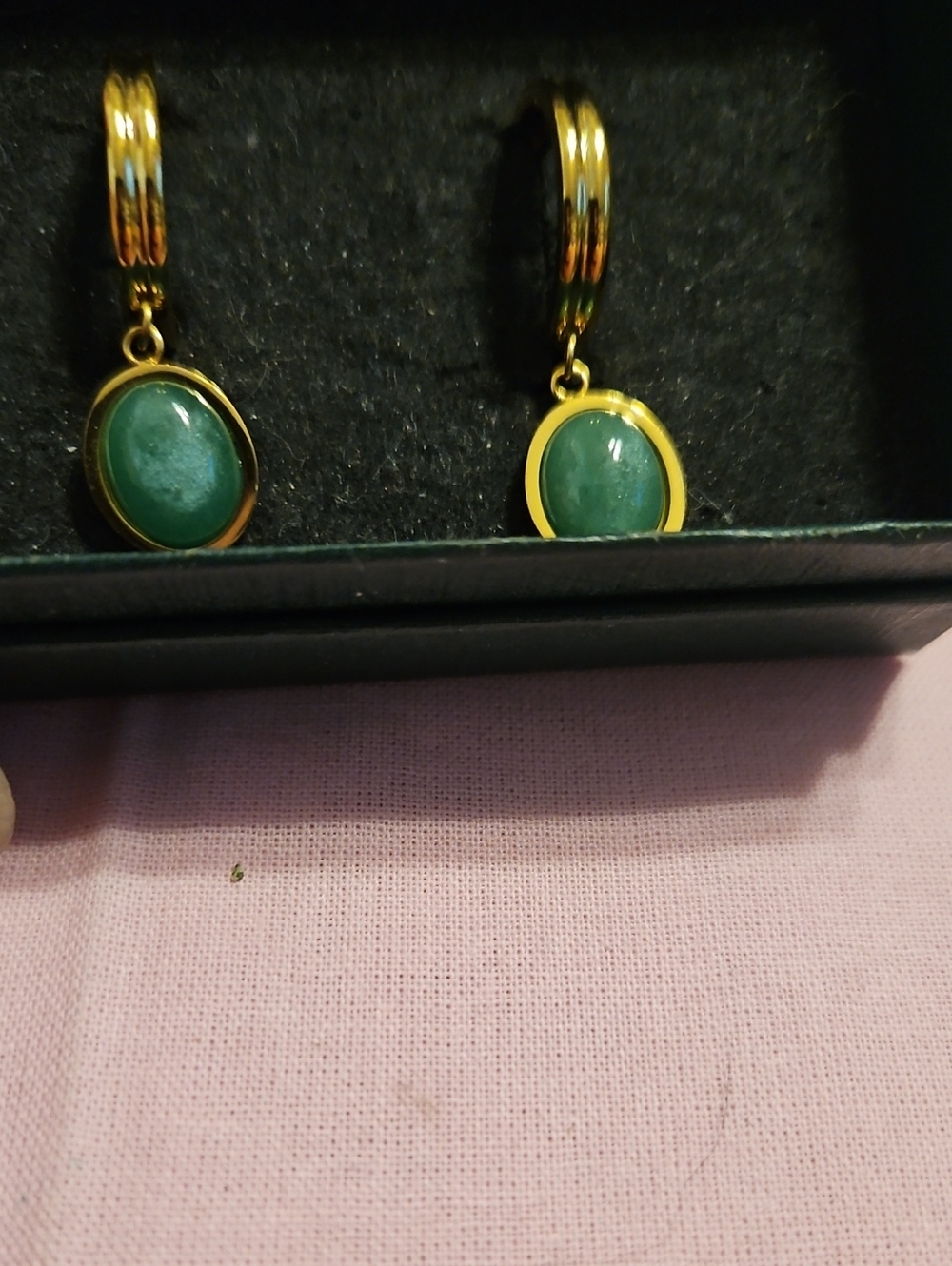 Gold-Tone Adventurine Stone Drop Earrings - Women Jewelry